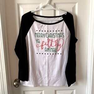 Women’s Merry Christmas ya filthy animal, three-quarter length sleeve